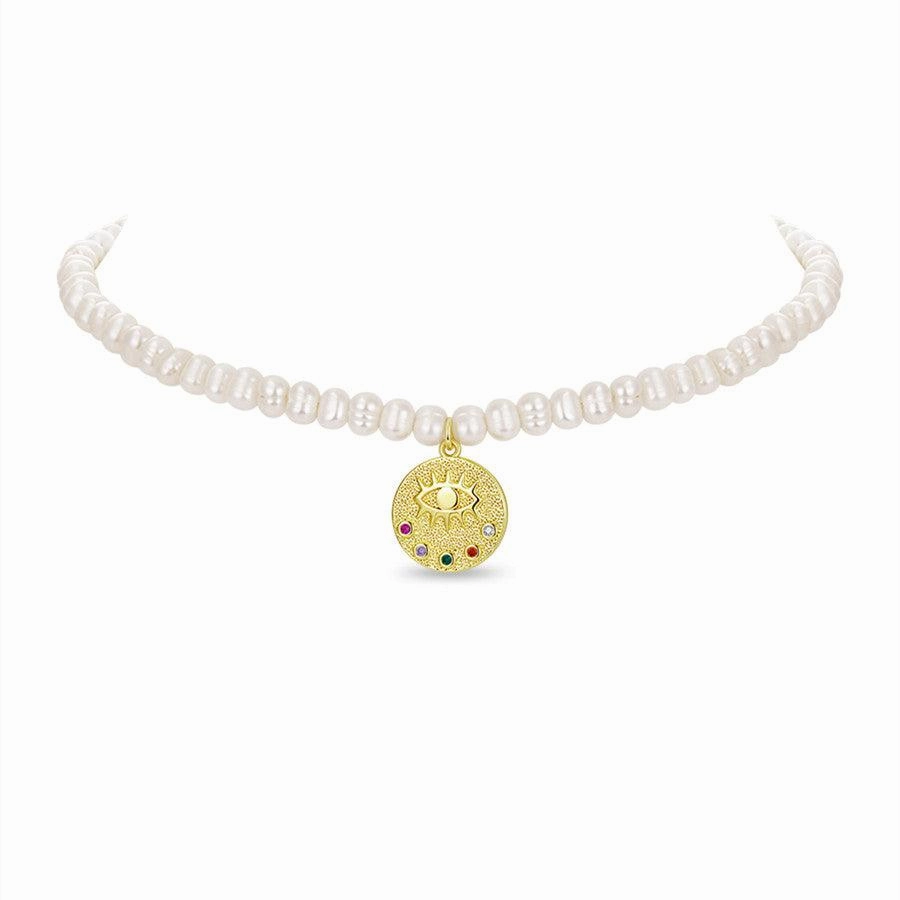 Women's Freshwater Pearl Devil's Eye Necklace