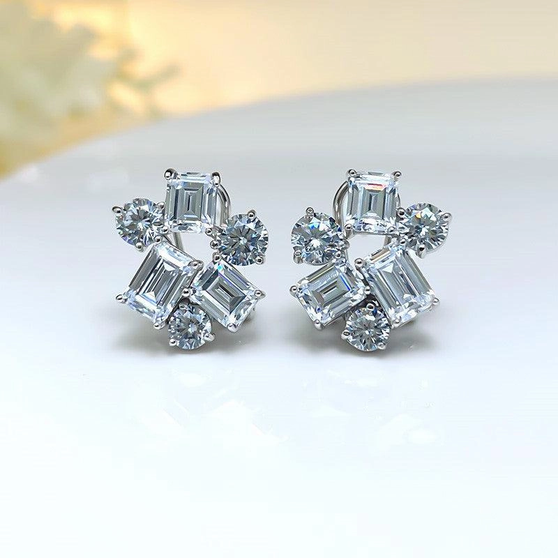 Women's High Carbon Diamond Emerald Earrings 925 Sterling Silver