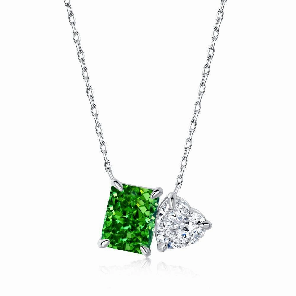 Women's High Quality Super Shiny Inlaid Sterling Silver Necklace