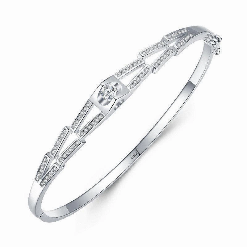 Women's Light Luxury Niche Love Center Diamond Silver Bracelet