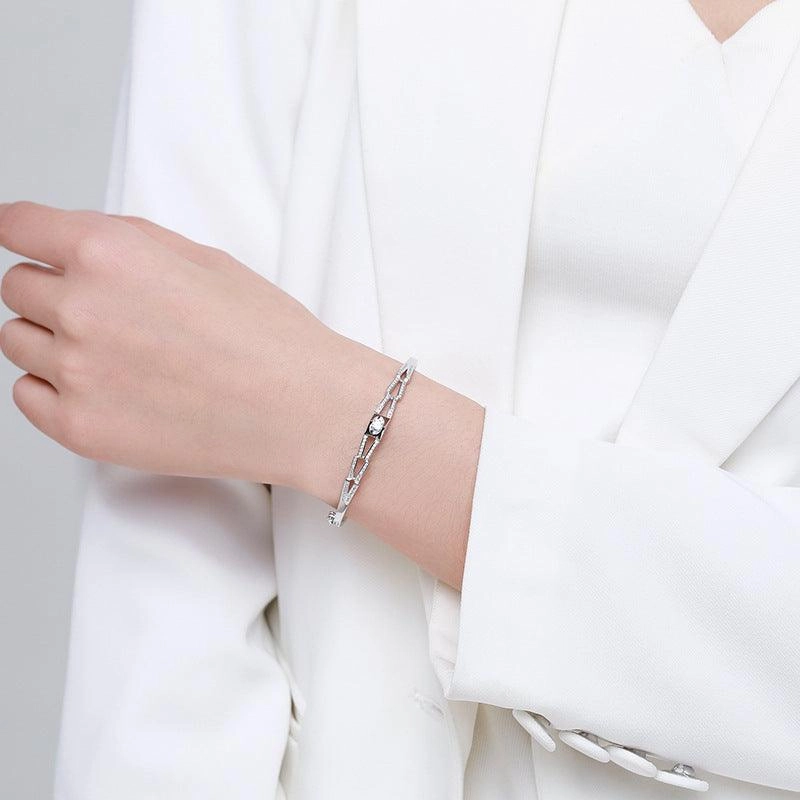 Women's Light Luxury Niche Love Center Diamond Silver Bracelet