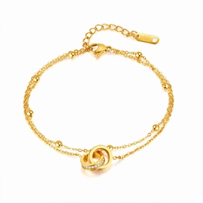 Women's linked bracelet - gold hand-chain-bracelet  
