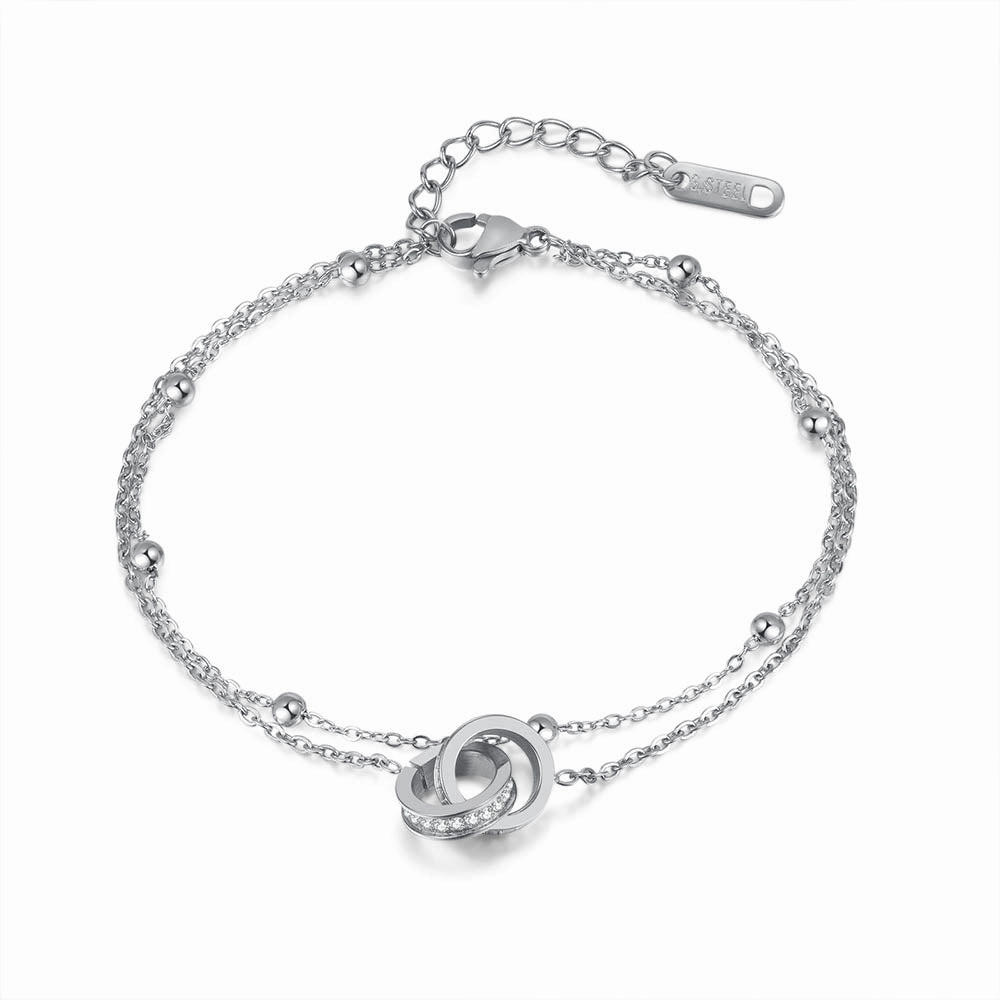 Women's linked bracelet - silver hand-chain-bracelet  