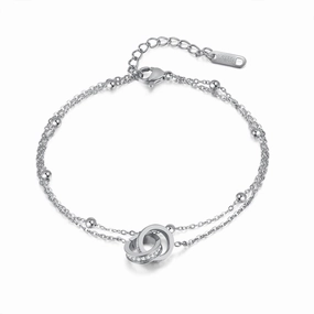 Women's linked bracelet - silver hand-chain-bracelet  