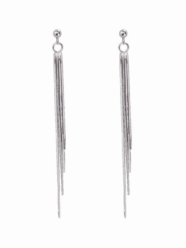 Women's Long Sterling Silver High-end Temperament Tassel Earrings