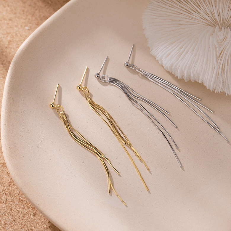Women's Long Sterling Silver High-end Temperament Tassel Earrings