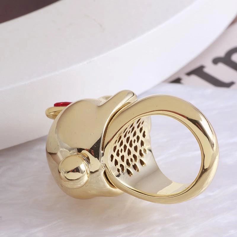 Women's Metal Smooth Face Wealth Rabbit Ring