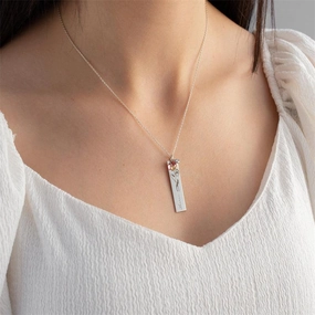 Women's Name Birthday Flower Stone Necklace 