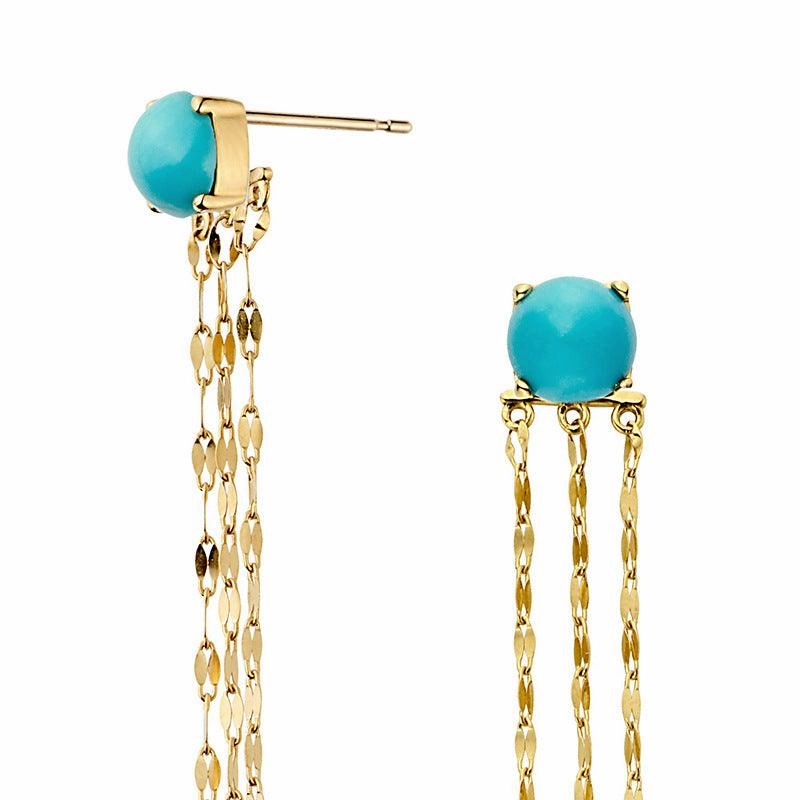 Women's Natural Turquoise Tassel Earrings