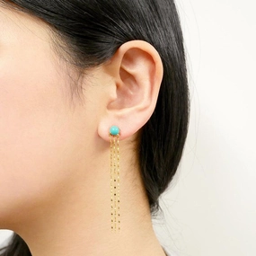 Women's Natural Turquoise Tassel Earrings 