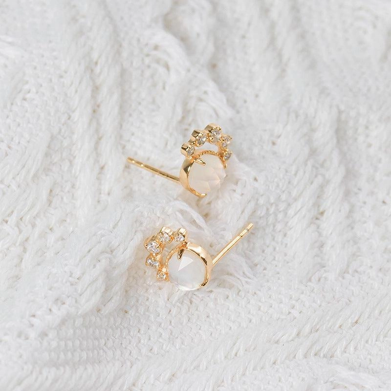 Women's Natural White Crystal Earrings