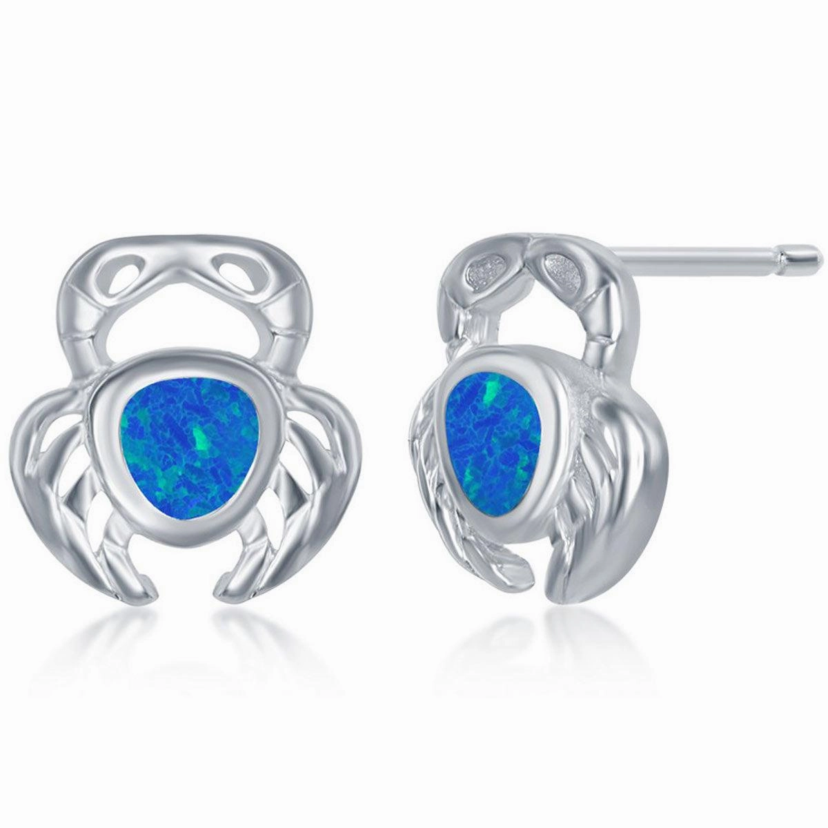 Women's Necklace and Earrings Set - Sterling Blue Inlay Opal Crab | SET-568