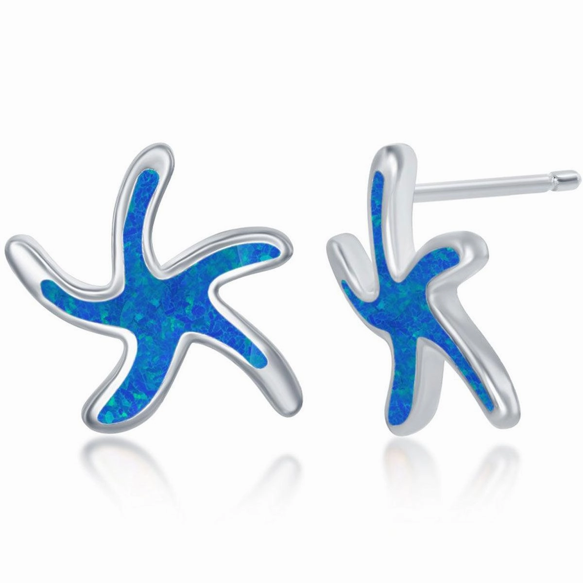 Women's Necklace and Earrings Set - Sterling Blue Opal Starfish | SET-569