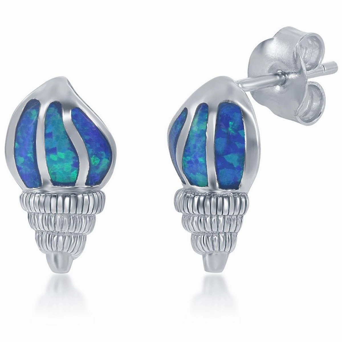 Women's Necklace and Earrings Set - Sterling Blue Opal Whale Tail | SET-573