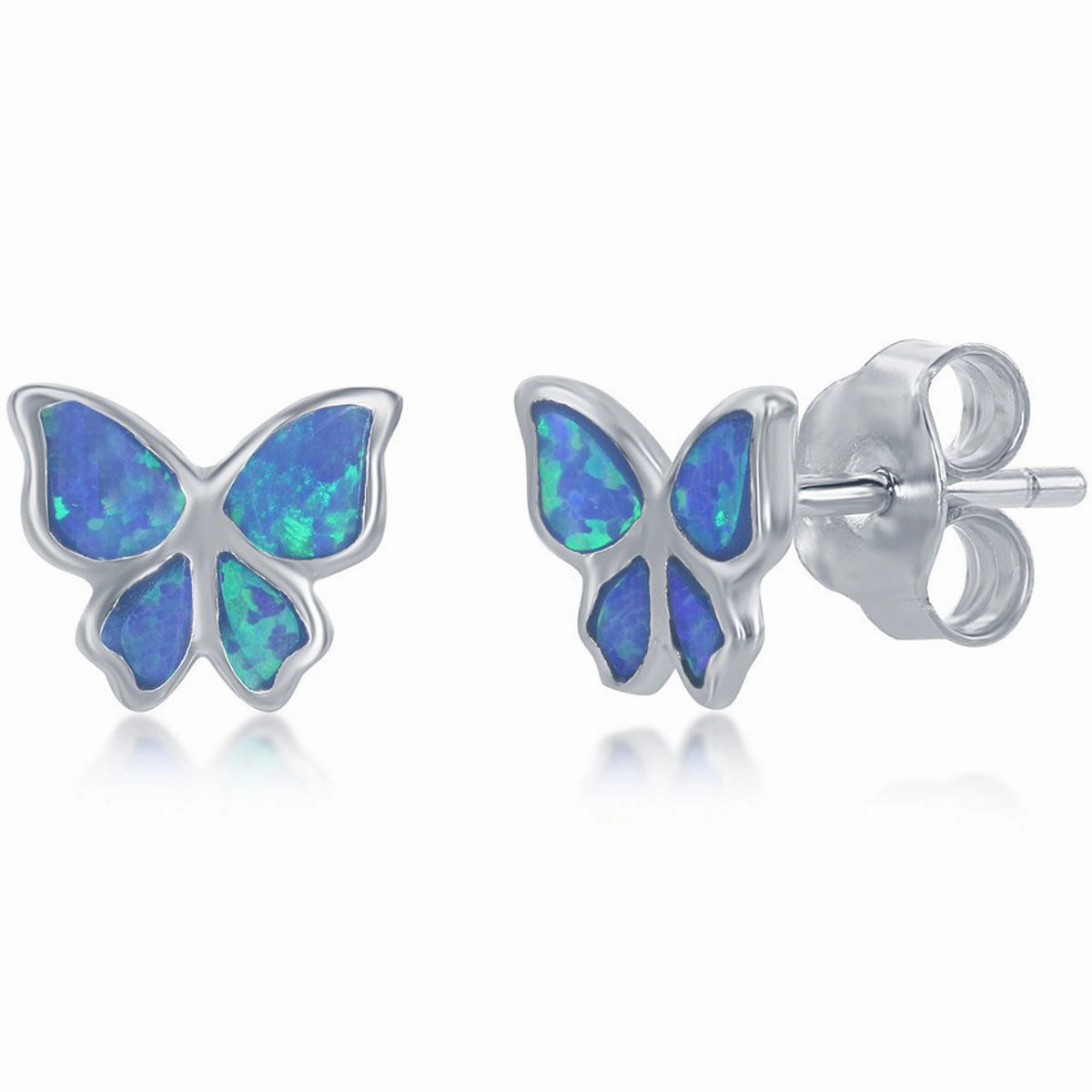 Women's Necklace and Earrings Set - Sterling Blue Small Butterfly | SET-585