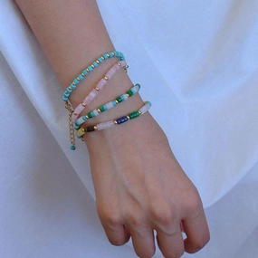 Women's Retro Fashion Color Stone Beaded Bracelet 