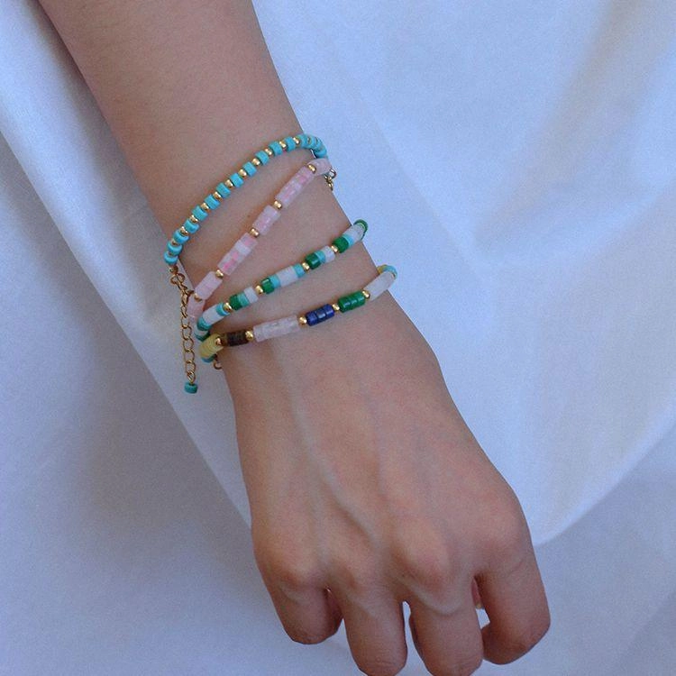 Women's Retro Fashion Color Stone Beaded Bracelet 