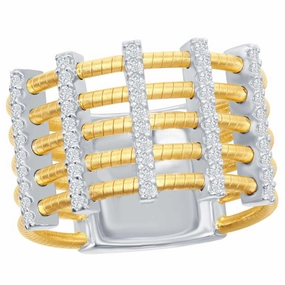 Women's Ring - 14K Gold Designer Set CZ Bonded, Size 7 | W-2017-7 suit-set  