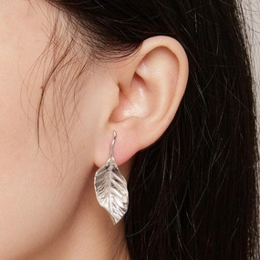 Women's S925 Silver Leaf Earrings 