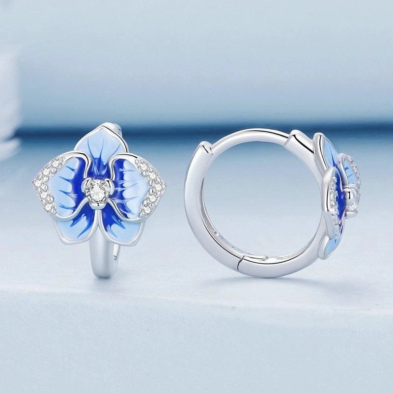 Women's S925 Silver Phalaenopsis Flower Earrings