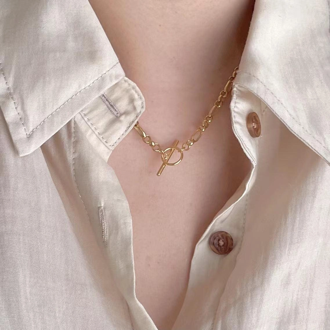 Women's Simple Sterling Silver Pearl Chain Necklace