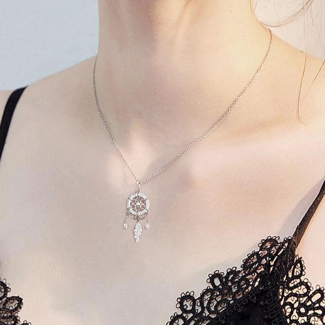 Women's Simple Temperament Sterling Silver Dreamcatcher Puff Energy Sweater Chain