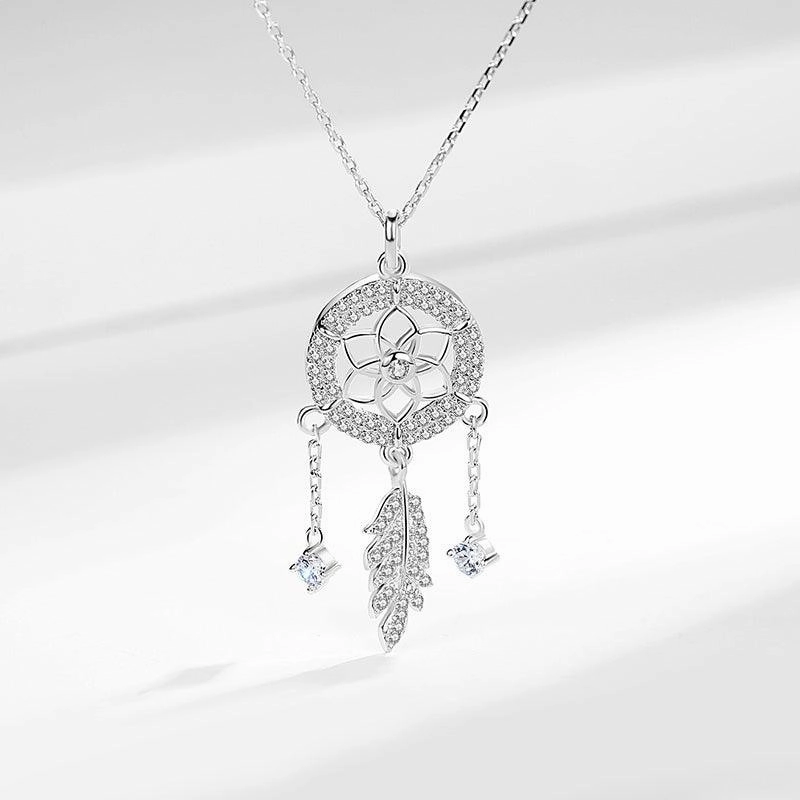 Women's Simple Temperament Sterling Silver Dreamcatcher Puff Energy Sweater Chain