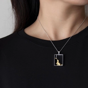 Women's Sterling Silver Pendant Cute Golden Retriever Necklace 