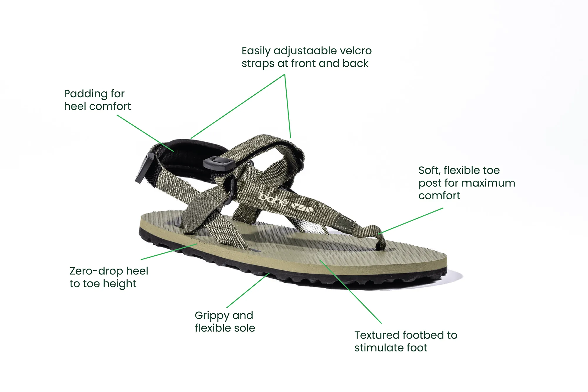 Frauen Respire Erdungs-Barfußsandalen | Olive