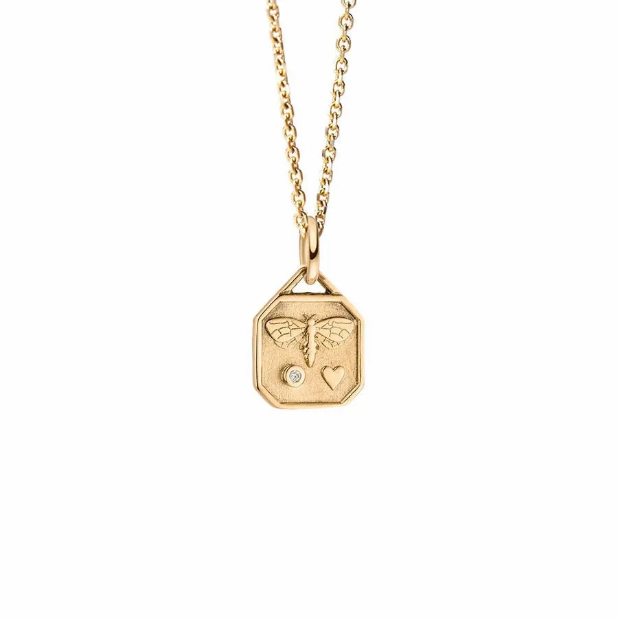 World Gold Day Bee 18k Gold Necklace w. Diamond