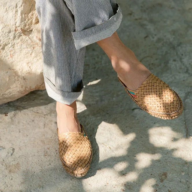 Woven City Pantoffel in Honig   Streifen