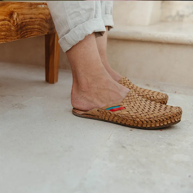 Woven City Pantoffel in Honig   Streifen