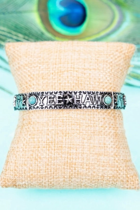 YeeHaw Silvertone Stretch Bracelet texture-rose-gold  