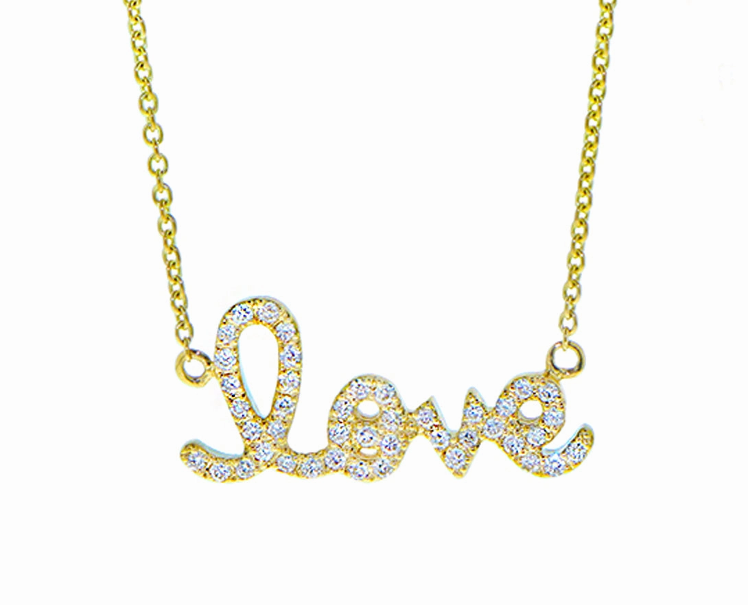 Yellow gold and diamond letter necklace