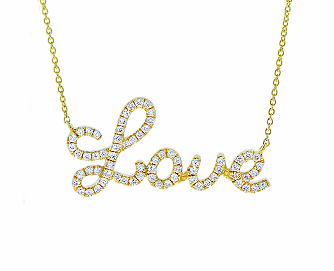 Yellow gold and diamond letter necklace