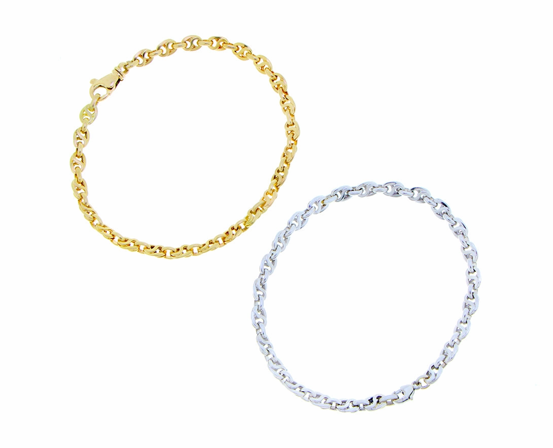 Yellow gold and white gold chain bracelet