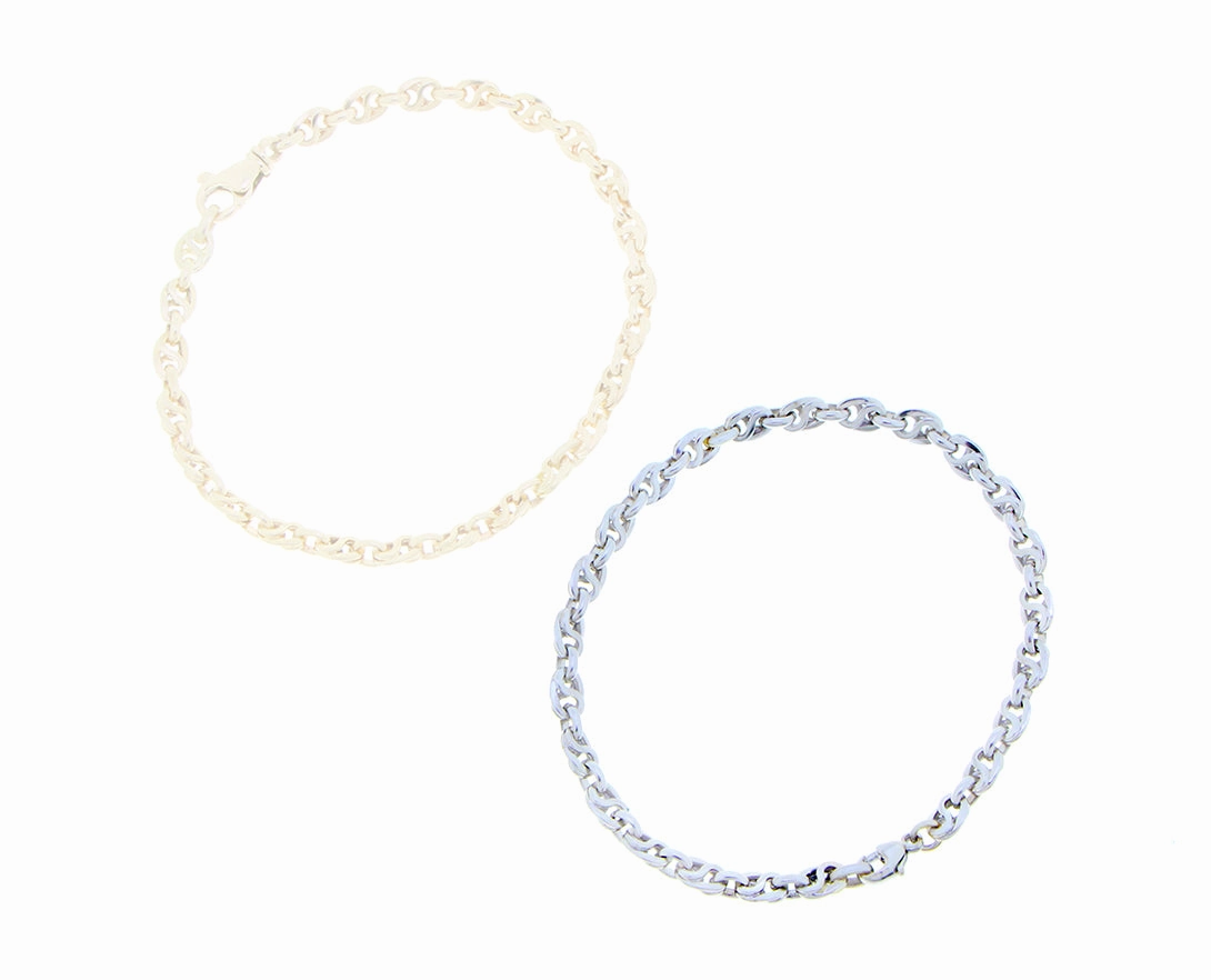 Yellow gold and white gold chain bracelet
