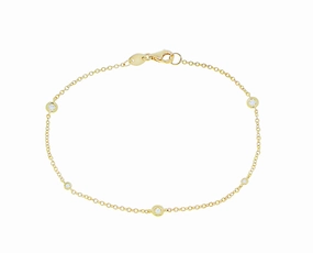 Yellow gold bracelet with 5 diamonds hand-chain-bracelet  