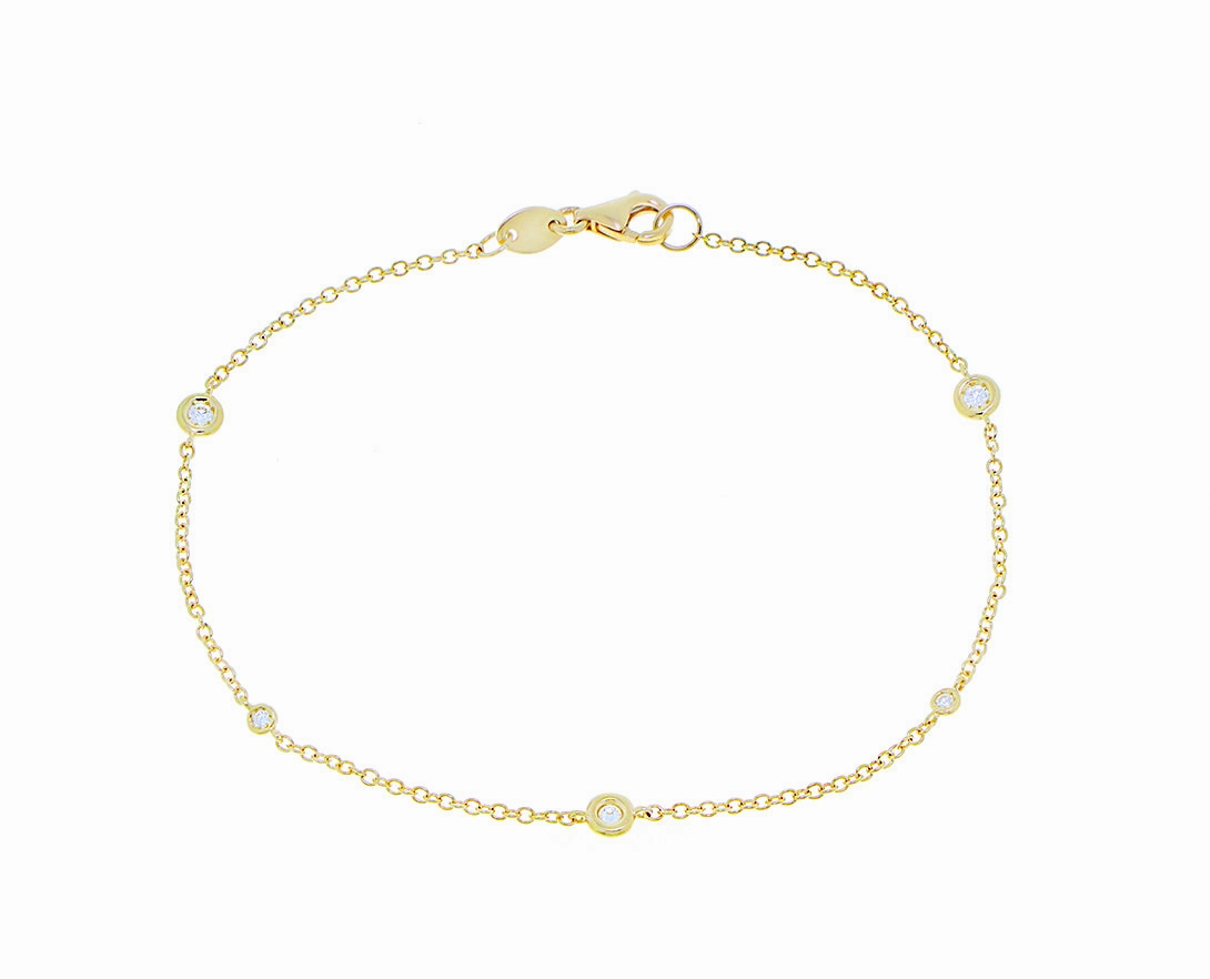 Yellow gold bracelet with 5 diamonds hand-chain-bracelet  