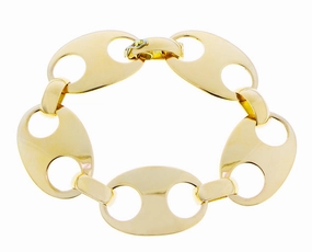 Yellow gold bracelet with oval links hand-chain-bracelet  