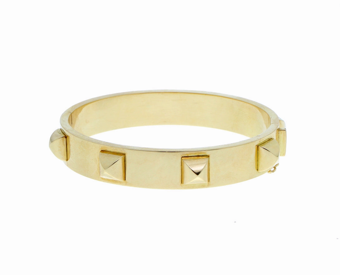 Yellow gold bracelet with studs hand-chain-bracelet  