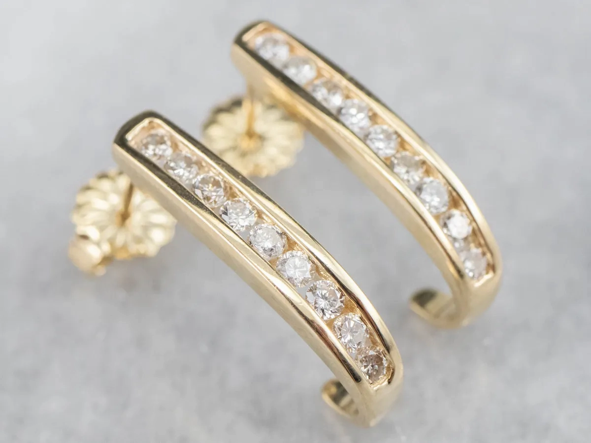 Yellow Gold Diamond Drop Earrings