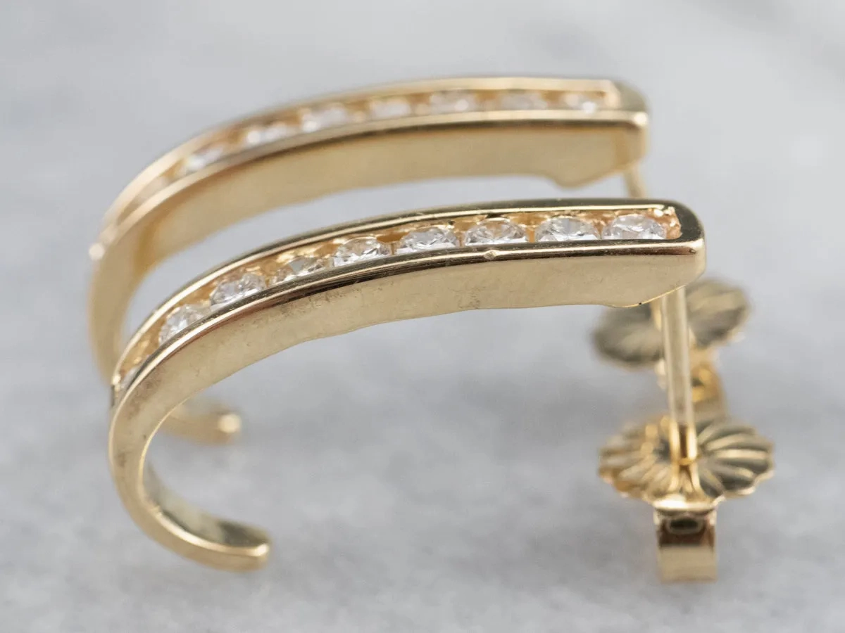 Yellow Gold Diamond Drop Earrings