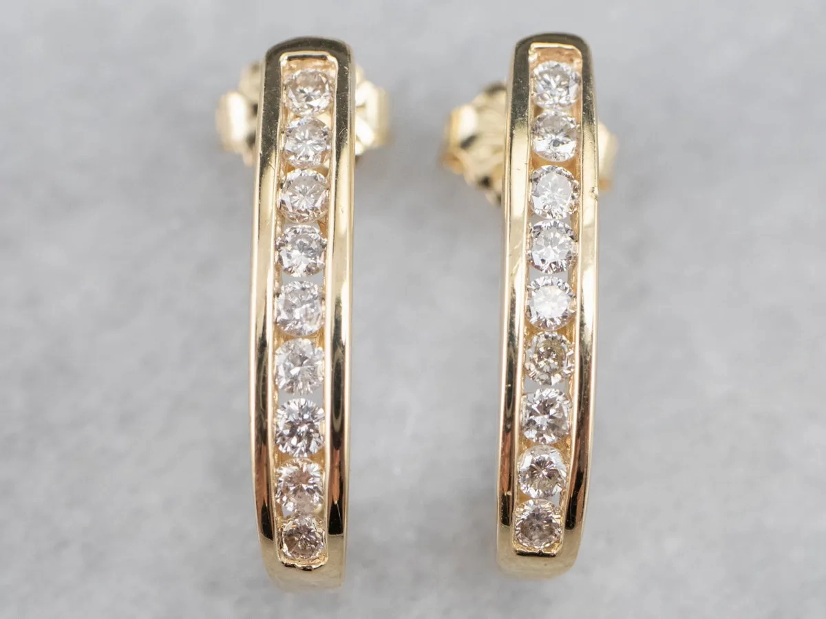 Yellow Gold Diamond Drop Earrings