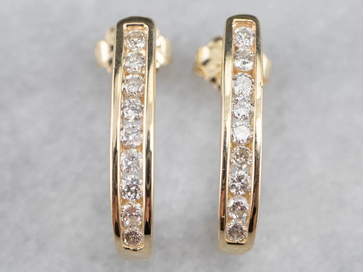 Yellow Gold Diamond Drop Earrings