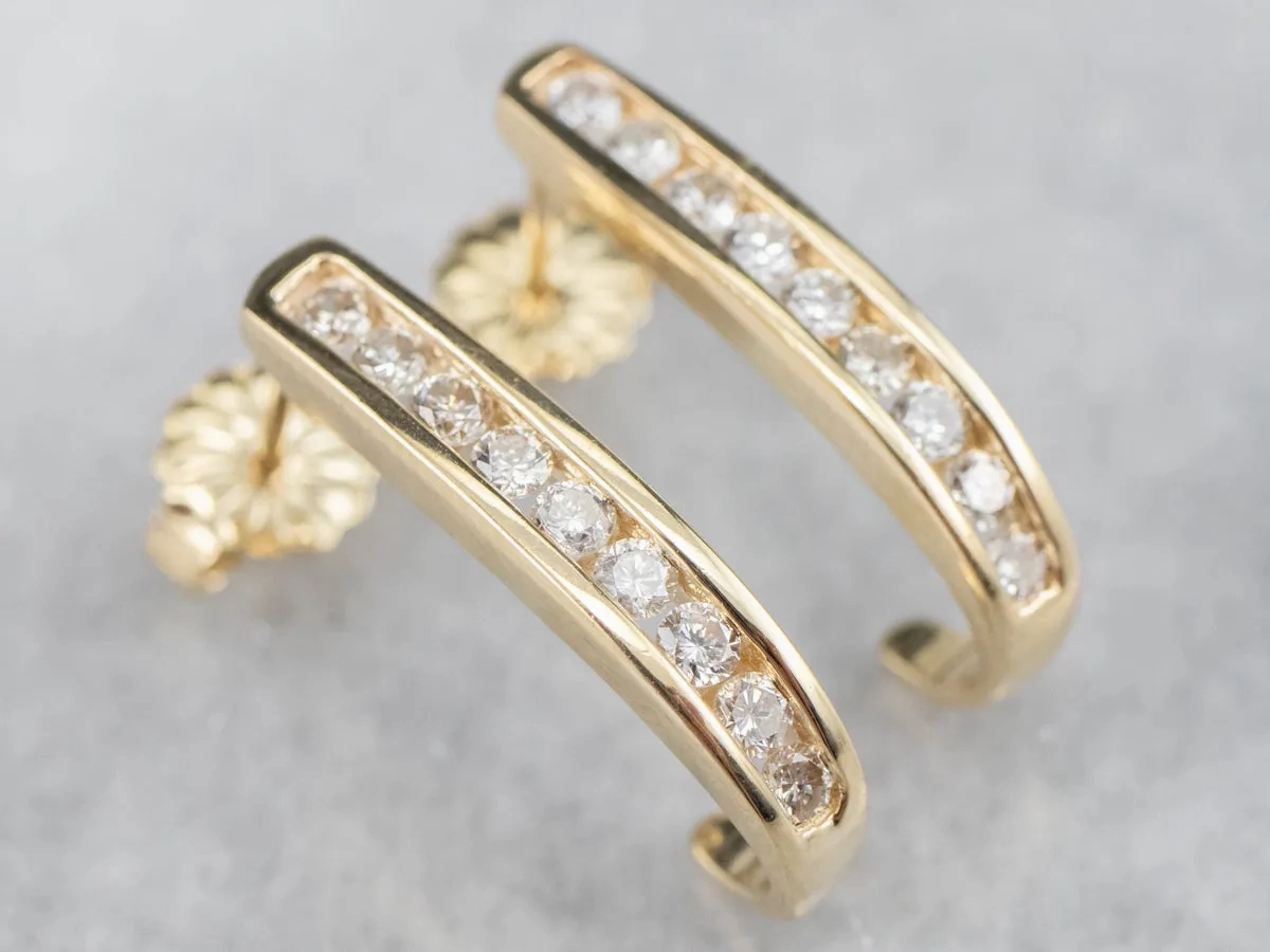 Yellow Gold Diamond Drop Earrings