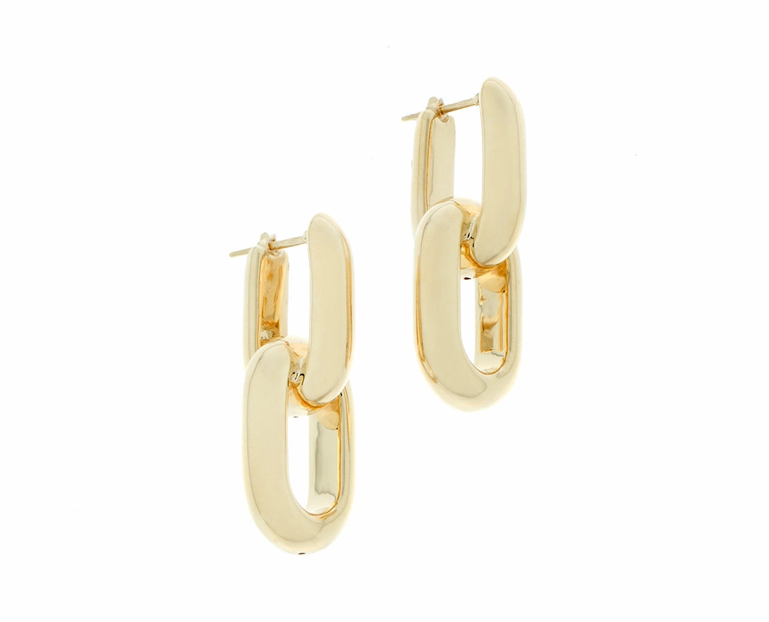 Yellow gold earrings hand-chain-bracelet  