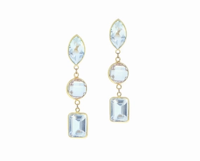 Yellow gold earrings with topaz hand-chain-bracelet  