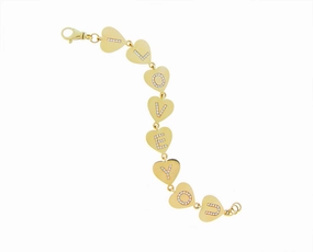 Yellow gold heart bracelet with diamonds hand-chain-bracelet  