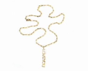 Yellow gold mini closed forever chain necklace with option to add an LOVEYOU pendant hand-chain-bracelet  